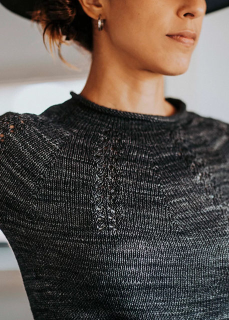 Marble Mount Pullover lace yoke sweater by Joji Knits
